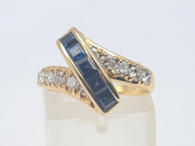 Load image into Gallery viewer, 6091 Vintage: Exquisite 18ct Gold Royal Blue Sapphires Diamonds (0.70ct) Cocktail Ring-Exceptional