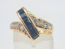 Load image into Gallery viewer, 6091 Vintage: Exquisite 18ct Gold Royal Blue Sapphires Diamonds (0.70ct) Cocktail Ring-Exceptional