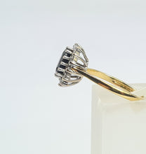 Load image into Gallery viewer, 6216 Vintage; 18ct Gold French Blue Sapphire 14 Diamonds Cluster Ring