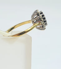 Load image into Gallery viewer, 6216 Vintage; 18ct Gold French Blue Sapphire 14 Diamonds Cluster Ring