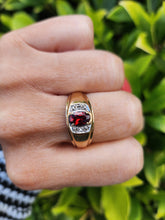 Load image into Gallery viewer, 6161: Vintage: Heavy 10ct Gold Almandine Garnet Diamonds Signet Ring- Statement