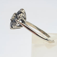 Load image into Gallery viewer, 6089:Vintage Exceptional; 18ct White Gold French Blue Sapphires 7 Diamonds Flower Head Ring