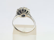 Load image into Gallery viewer, 6089:Vintage Exceptional; 18ct White Gold French Blue Sapphires 7 Diamonds Flower Head Ring