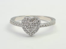 Load image into Gallery viewer, 6090: Vintage: 18ct White Gold Diamonds Encrusted Heart Shaped Ring- simply delightful