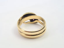 Load image into Gallery viewer, 6104: Vintage: 9ct Gold Ruby Eyes Snake Ring- a substantial Gold Snake ring From 1965