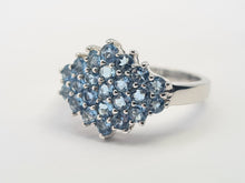 Load image into Gallery viewer, 6105: Vintage & Rare: 9ct White Gold 23 Blue Aquamarines geometric Set Cocktail Ring