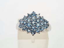 Load image into Gallery viewer, 6105: Vintage & Rare: 9ct White Gold 23 Blue Aquamarines geometric Set Cocktail Ring