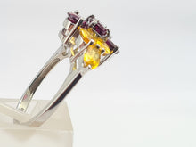 Load image into Gallery viewer, 6101: Vintage: 9ct Gold Yellow Sapphires Vivid Purple Tourmalines Cocktail Ring