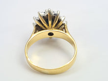 Cargar imagen en el visor de la galería, 6092 Vintage: (1973) 18ct Gold Australian Blue Sapphire 12 Diamonds Diana Cluster- From 1973