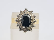 Cargar imagen en el visor de la galería, 6092 Vintage: (1973) 18ct Gold Australian Blue Sapphire 12 Diamonds Diana Cluster- From 1973