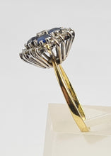 Load image into Gallery viewer, 6142 Vintage 18ct Gold French Blue Sapphires Diamonds Geometric Set Ring