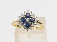 Load image into Gallery viewer, 6142 Vintage 18ct Gold French Blue Sapphires Diamonds Geometric Set Ring