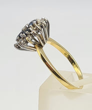 Load image into Gallery viewer, 6142 Vintage 18ct Gold French Blue Sapphires Diamonds Geometric Set Ring