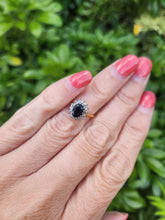 Load image into Gallery viewer, 6216 Vintage; 18ct Gold French Blue Sapphire 14 Diamonds Cluster Ring