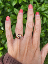 Load image into Gallery viewer, 6215 Vintage: Striking 18ct Gold Ruby Baguette Cut Natural Diamonds Cocktail Ring