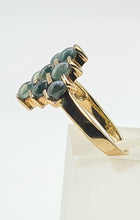 Load image into Gallery viewer, 6219 Vintage: 9ct Gold 9 Chrysoberyl Cats Eyes Geometric Set Ring