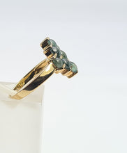 Load image into Gallery viewer, 6219 Vintage: 9ct Gold 9 Chrysoberyl Cats Eyes Geometric Set Ring