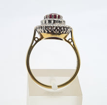 Load image into Gallery viewer, 6153: Vintage 18ct Gold Ruby Diamonds Flower Head Cluster Ring- an exceptional piece