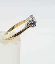 Load image into Gallery viewer, 6183 Vintage: 18ct Gold Platinum French Blue Sapphires Round Full Cut Diamond Ring