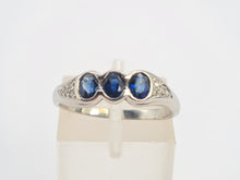 Load image into Gallery viewer, 6123: Vintage 18ct White Gold French Bue Sapphires Diamonds Stacker/Dress Ring