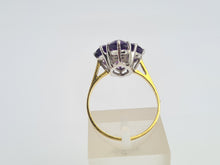 Load image into Gallery viewer, 6176 Vintage: 18ct Gold Rich Purple Amethyst Full Cut Diamond Harlequin  Ring