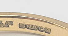 Cargar imagen en el visor de la galería, A9092: Vintage: 18ct Gold Cornflower Blue Sapphire Diamonds Ring- "3 stone straight"- lovely quality-