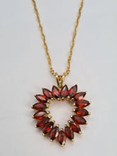Load image into Gallery viewer, 8059 Vintage Captivating: 9ct Gold Necklace (56cm) 16 Almandine Garnets Heart Shaped Pendant-