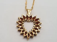 Load image into Gallery viewer, 8059 Vintage Captivating: 9ct Gold Necklace (56cm) 16 Almandine Garnets Heart Shaped Pendant-