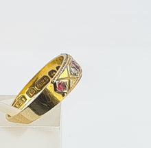 Load image into Gallery viewer, 6224 Antique: 15ct Gold Rubies Diamonds "Gypsy" Ring- From 1919