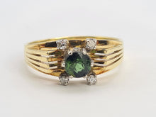 Load image into Gallery viewer, 6222 Vintage 14ct Gold Art Deco Style Tourmaline Diamonds Cocktail Ring