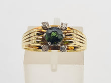 Load image into Gallery viewer, 6222 Vintage 14ct Gold Art Deco Style Tourmaline Diamonds Cocktail Ring