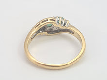 Load image into Gallery viewer, 6113 Vintage: 9ct Gold Emeralds Trilogy Diamonds Dress Ring