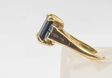 Load image into Gallery viewer, 6112 Vintage: 18ct Gold Emerald Cut Royal Blue Sapphire Diamonds Dress Ring