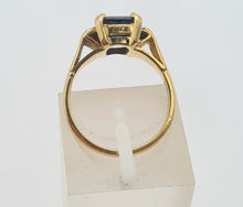 Load image into Gallery viewer, 6112 Vintage: 18ct Gold Emerald Cut Royal Blue Sapphire Diamonds Dress Ring