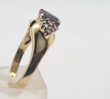 Load image into Gallery viewer, 6268 Vintage: 9ct Gold Pink Sapphire 12 Diamonds Dress Ring