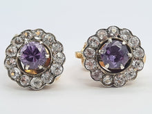 Load image into Gallery viewer, 6226 Vintage: Rare, Large 9ct Gold Alexandrite & White Sapphires Clip-On Earrings