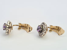 Load image into Gallery viewer, 6226 Vintage: Rare, Large 9ct Gold Alexandrite & White Sapphires Clip-On Earrings