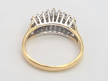 Load image into Gallery viewer, 6096: Vintage 18ct Gold 9 Emeralds 18 Diamonds Tiered Cluster Ring- fabulous, natural sparkle