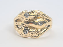 Load image into Gallery viewer, 6109 Vintage: Statement 9ct Gold Diamonds Three Heads Snake Ring