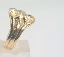 Load image into Gallery viewer, 6109 Vintage: Statement 9ct Gold Diamonds Three Heads Snake Ring