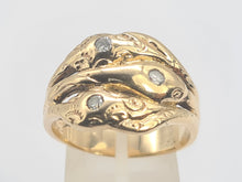 Load image into Gallery viewer, 6109 Vintage: Statement 9ct Gold Diamonds Three Heads Snake Ring
