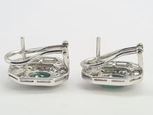 Load image into Gallery viewer, 6097: Vintage: 18ct White Gold Art Deco Style Emeralds Diamonds Earrings- Thrilling