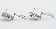 Load image into Gallery viewer, 6097: Vintage: 18ct White Gold Art Deco Style Emeralds Diamonds Earrings- Thrilling
