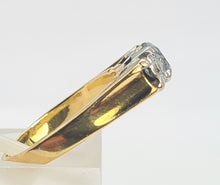 Load image into Gallery viewer, 6099:  Vintage: 18ct Gold Blue Aquamarine Twin Diamonds Dress Ring- From 1973