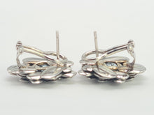 Load image into Gallery viewer, 8301: Vintage: Heavy; 9ct White Gold Blue Topaz Diamonds "Naturalistic" Earrings