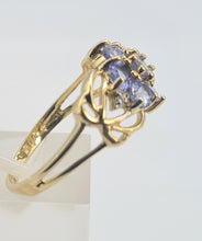Load image into Gallery viewer, 6229 Vintage; 9ct Gold Blue Tanzanites Round Cut Diamonds Dress Ring