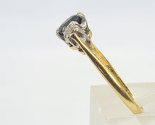 Load image into Gallery viewer, 2910: Vintage: 18ct Gold French Blue Sapphire Round Cut Diamonds Ring- "Three stone straight"