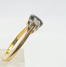 Load image into Gallery viewer, 2910: Vintage: 18ct Gold French Blue Sapphire Round Cut Diamonds Ring- "Three stone straight"