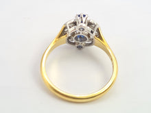 Load image into Gallery viewer, 6184 Antique: 18ct Gold Art Deco Cornflower Blue Sapphires Diamonds Geometric Set Ring
