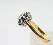 Load image into Gallery viewer, 6255 Vintage: 18ct Gold Diamond Blue Sapphires Daisy Ring